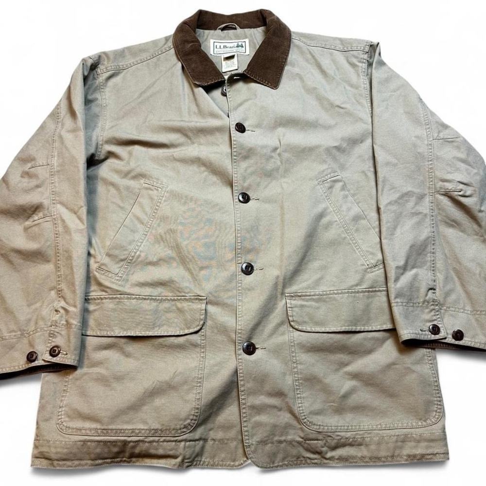Vintage LL Bean Barn Chore Coach Coat Jacket Beige Men's XL Corduroy
